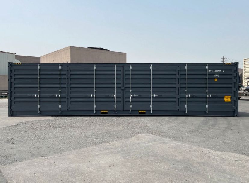 Contenedor marítimo 40 pies lateral abierto gris nuevo