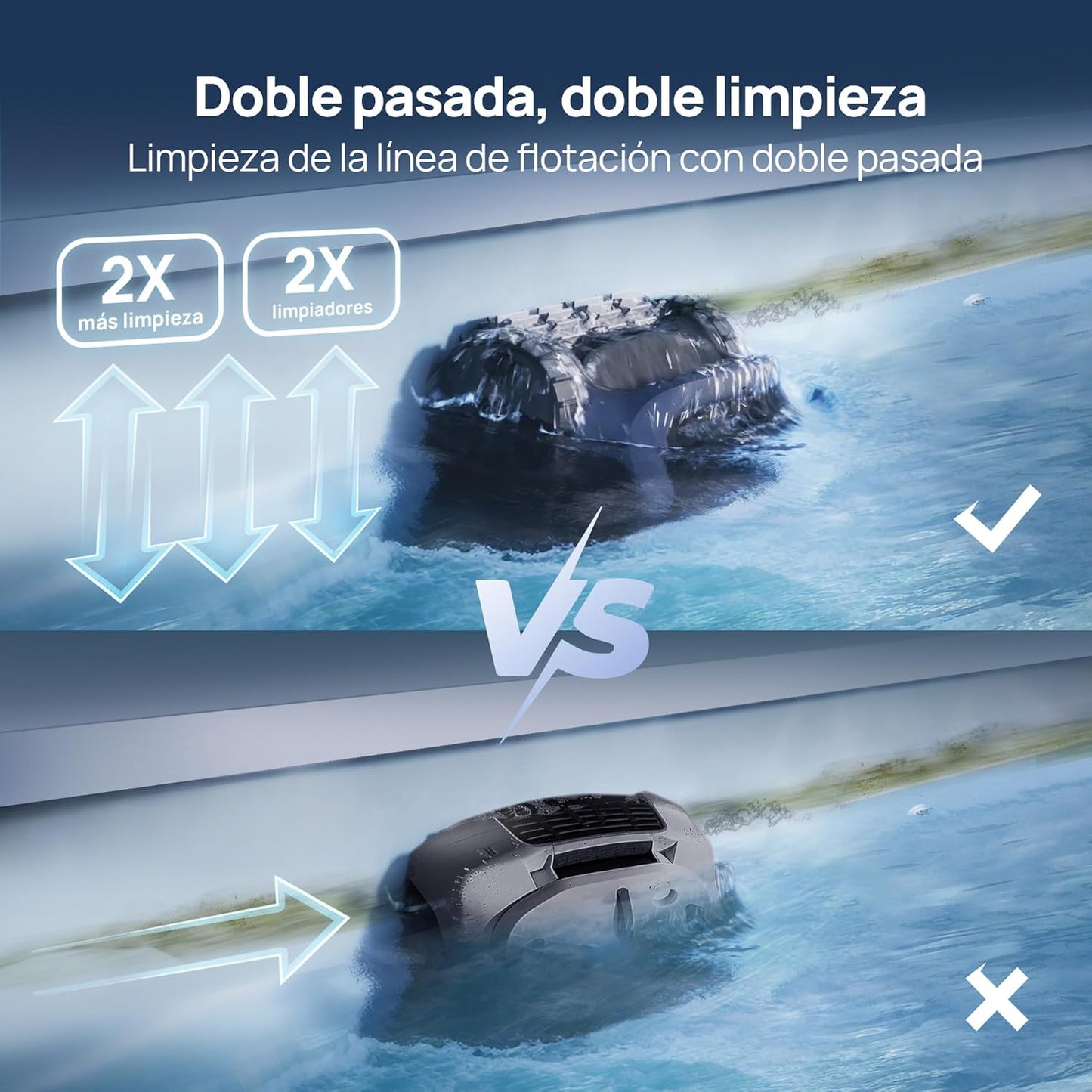 Robot Pool Vacuum Cleaner limpiafondos inalámbrico, Posicionamiento Inteligente