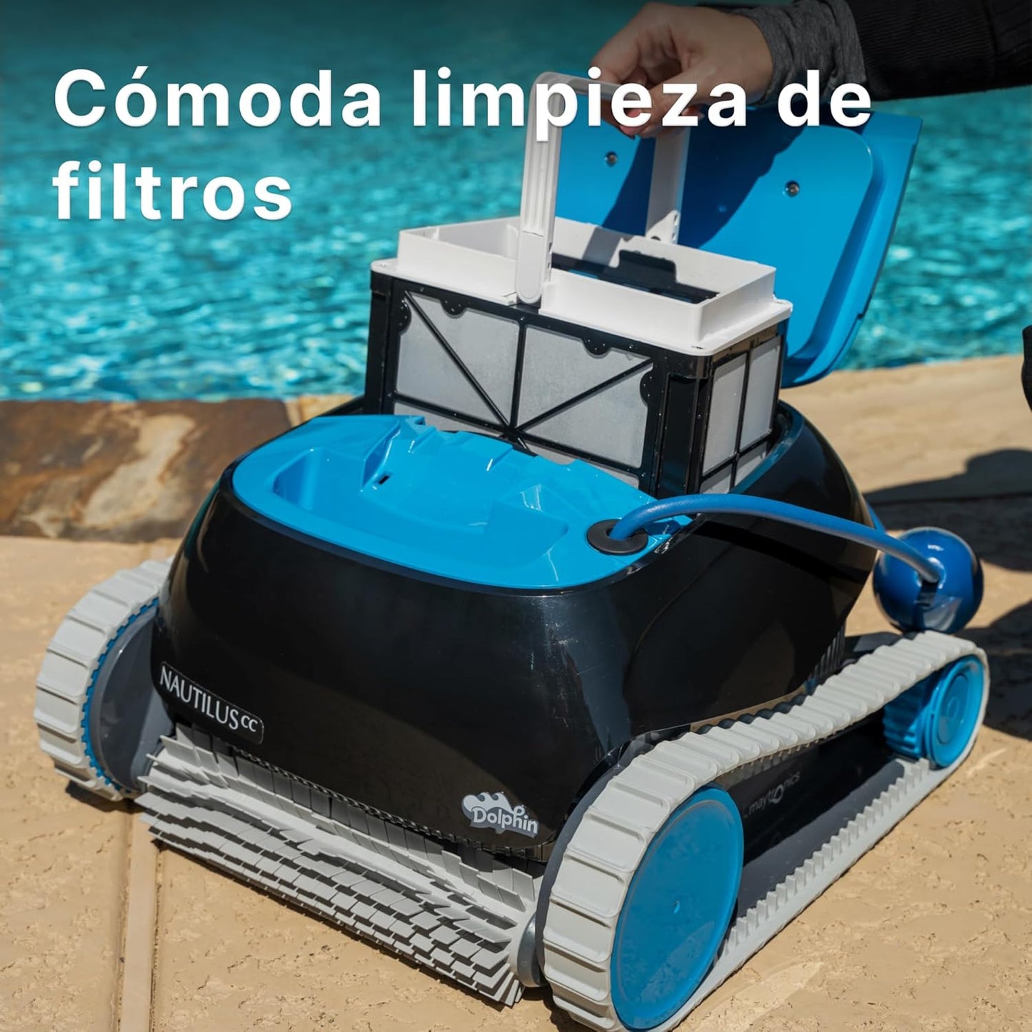 Robot limpiafondos automático para Piscinas enterradas y Desmontables de 10m