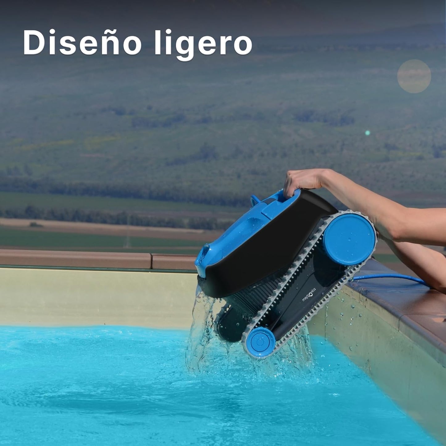 Robot limpiafondos automático para Piscinas enterradas y Desmontables de 10m