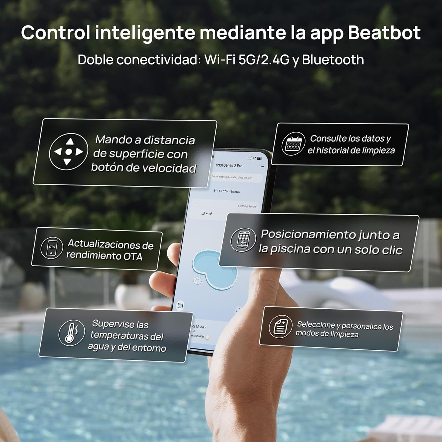 Pro Cordless Robotic limpiafondos inalámbrico, Limpia el Suelo, Las Paredes