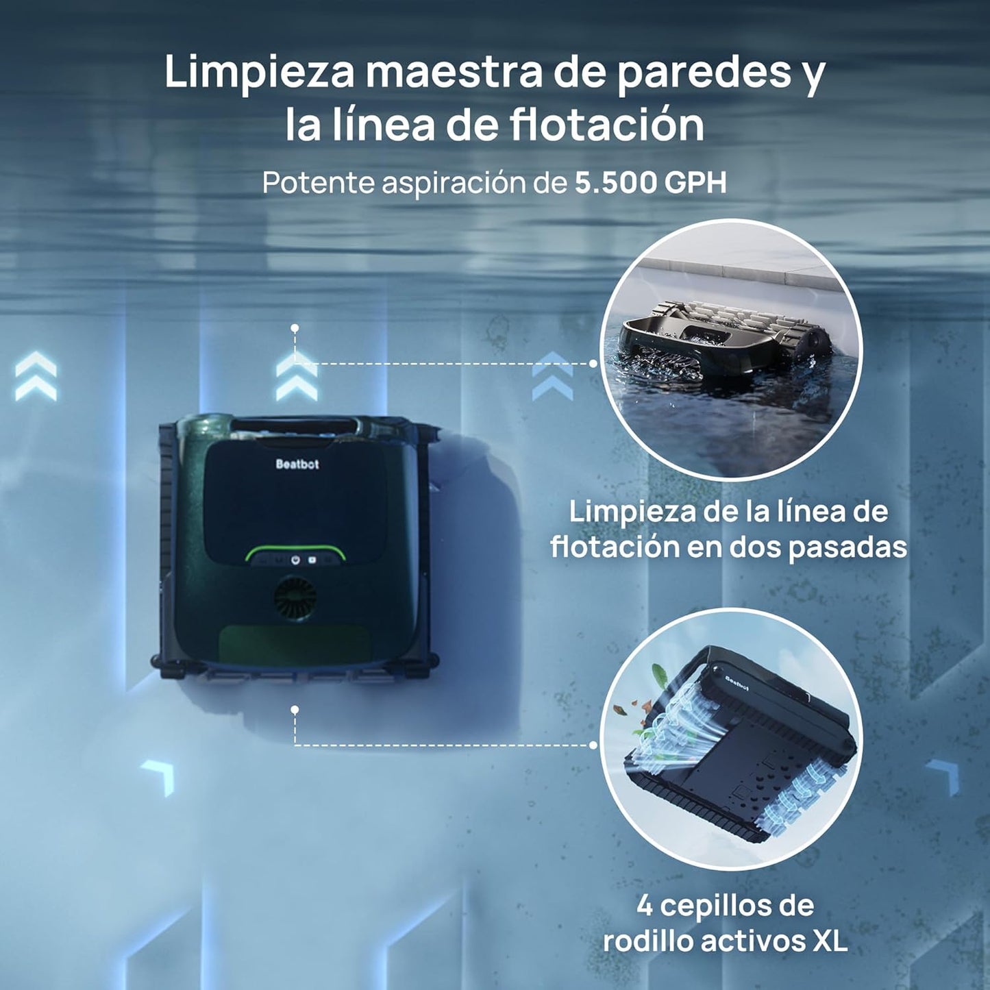 Pro Cordless Robotic limpiafondos inalámbrico, Limpia el Suelo, Las Paredes