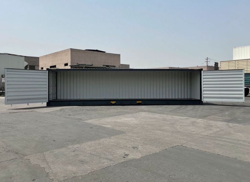 Contenedor marítimo 40 pies lateral abierto gris nuevo